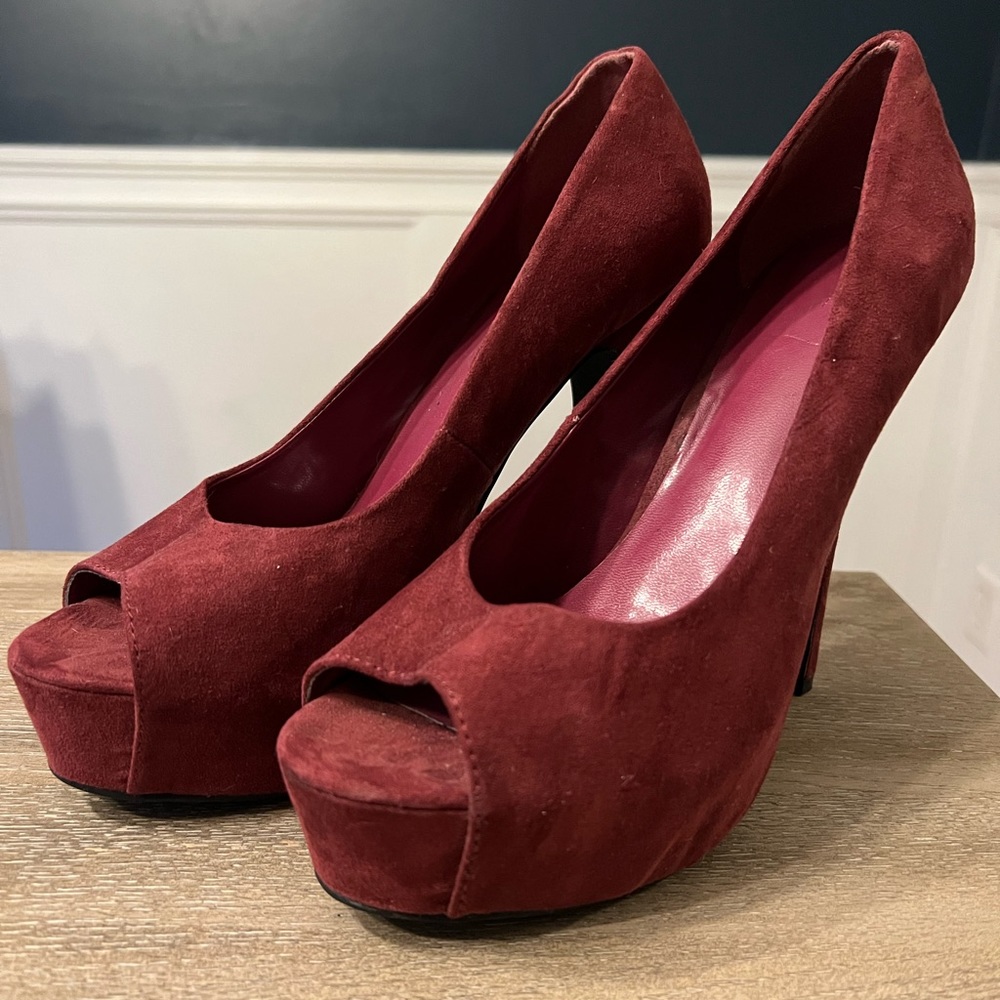 Maroon Suede Heels